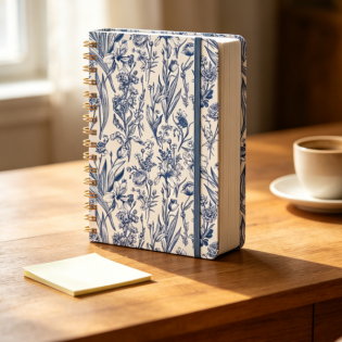 Ruled spiral-bound notebook