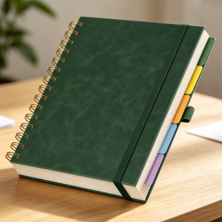 Hardcover spiral notebook with dividers