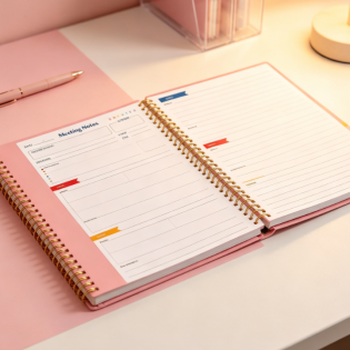 Polka-Dot Design Business Meeting Notebook