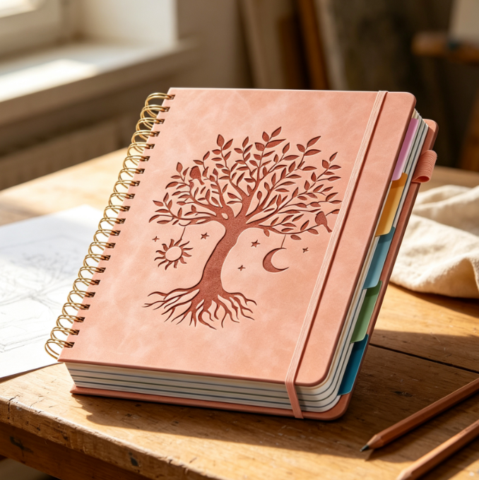 5-section hardcover spiral notebook