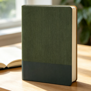 A5 leather-cover ruled writing notebook